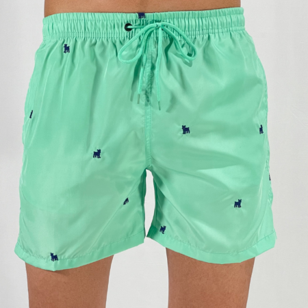 Short de Bain à Motif Brodé vert turquoise - Tony Backer