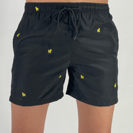 Short de Bain à Motif Brodé noir - Tony Backer